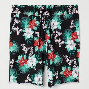 H&M Divided Black Sweatshorts with Raw Hem & Floral Design Shorts